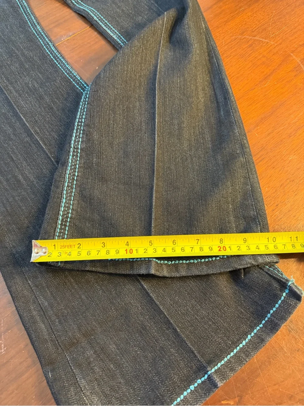 VTG Y2K Black Denim CACHE Contour Collection Sz 10 TALL, Flare Bottom Like New